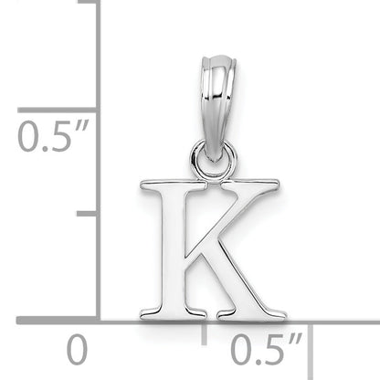 Sterling Silver Rhodium-Plated Polished Block Initial -K- Pendant