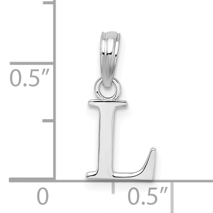 Sterling Silver Rhodium-Plated Polished Block Initial -L- Pendant