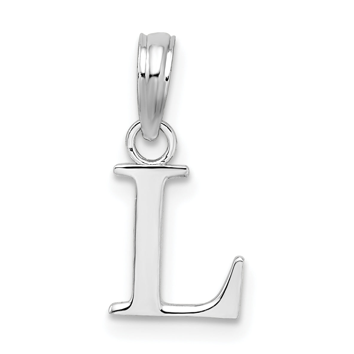 Sterling Silver Rhodium-Plated Polished Block Initial -L- Pendant