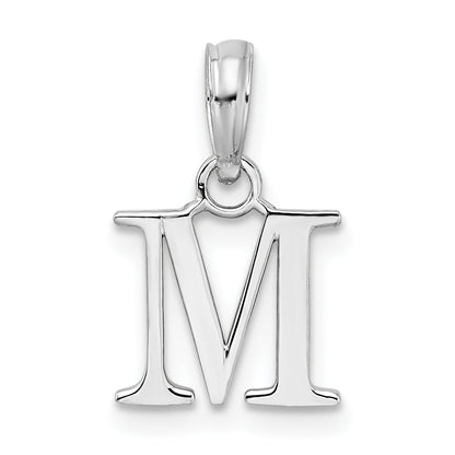 Sterling Silver Rhodium-Plated Polished Block Initial -M- Pendant