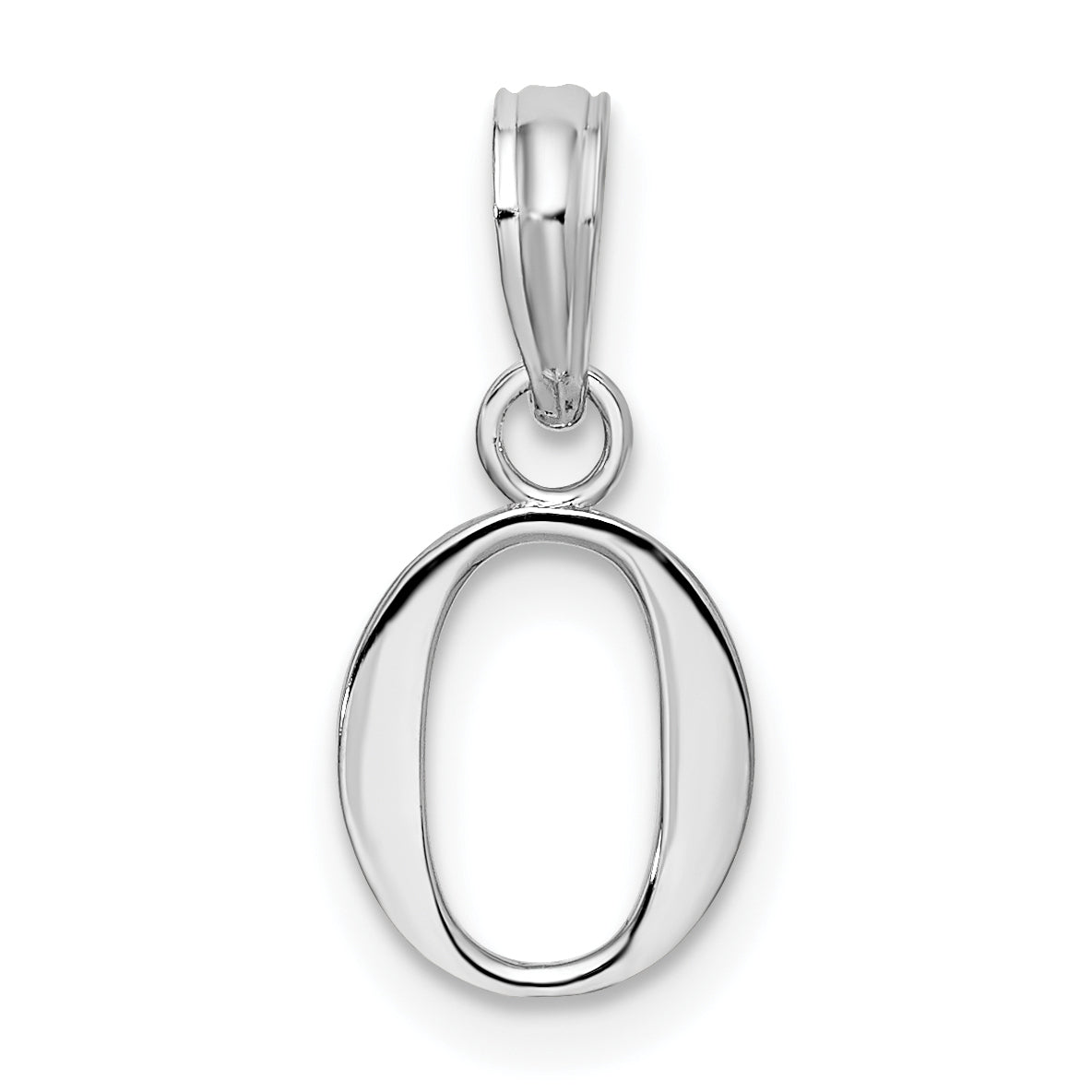 Sterling Silver Rhodium-Plated Polished Block Initial -O- Pendant