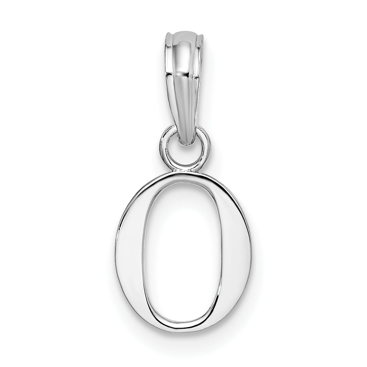 Sterling Silver Rhodium-Plated Polished Block Initial -O- Pendant