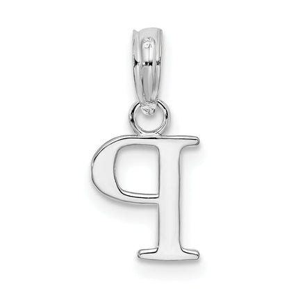 Sterling Silver Rhodium-Plated Polished Block Initial -P- Pendant