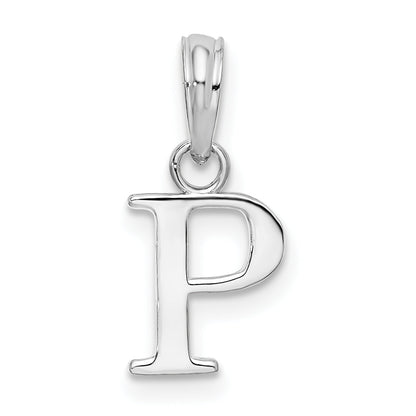 Sterling Silver Rhodium-Plated Polished Block Initial -P- Pendant