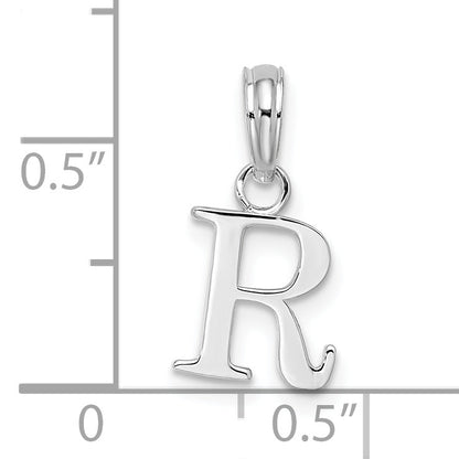 Sterling Silver Rhodium-Plated Polished Block Initial -R- Pendant