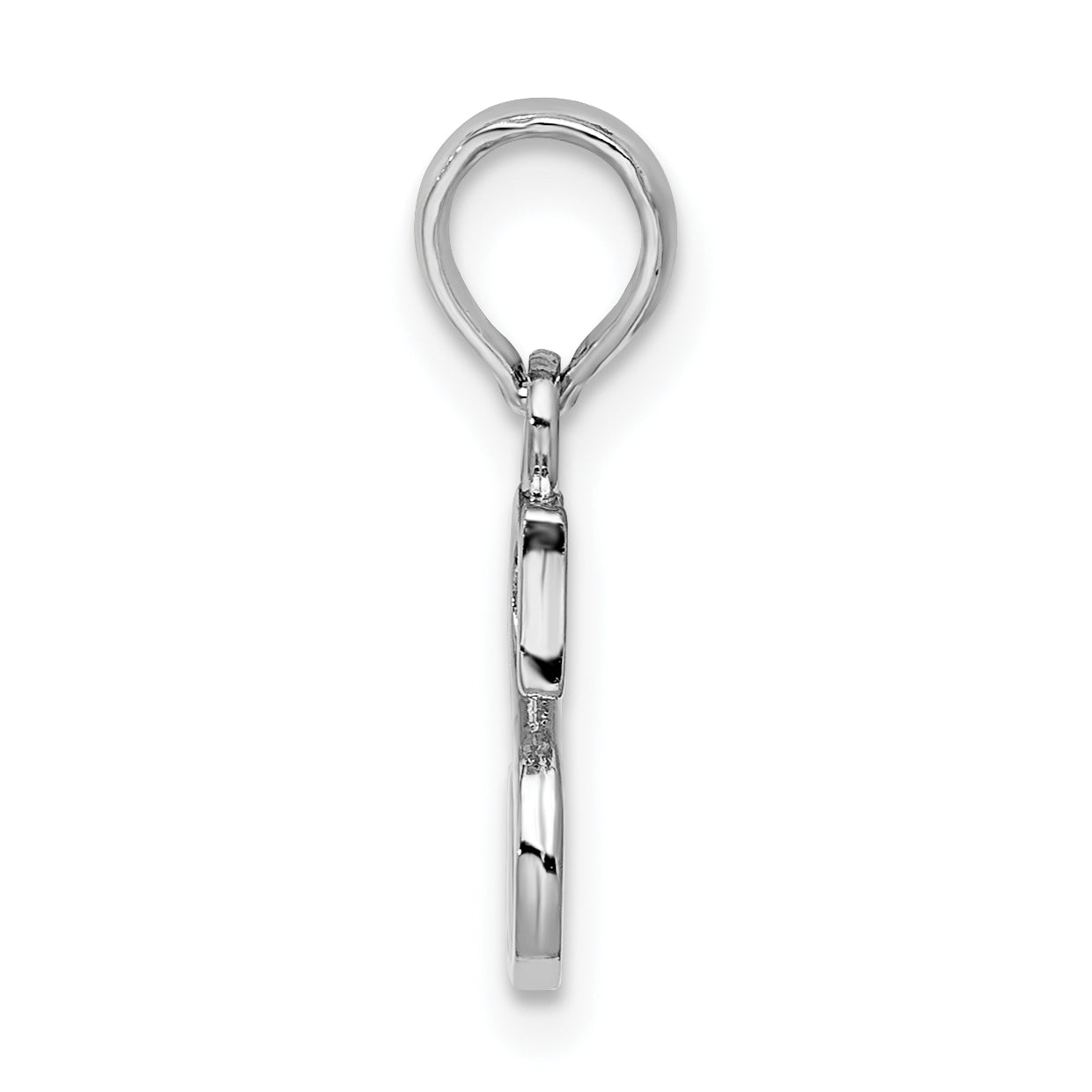 Sterling Silver Rhodium-Plated Polished Block Initial -S- Pendant