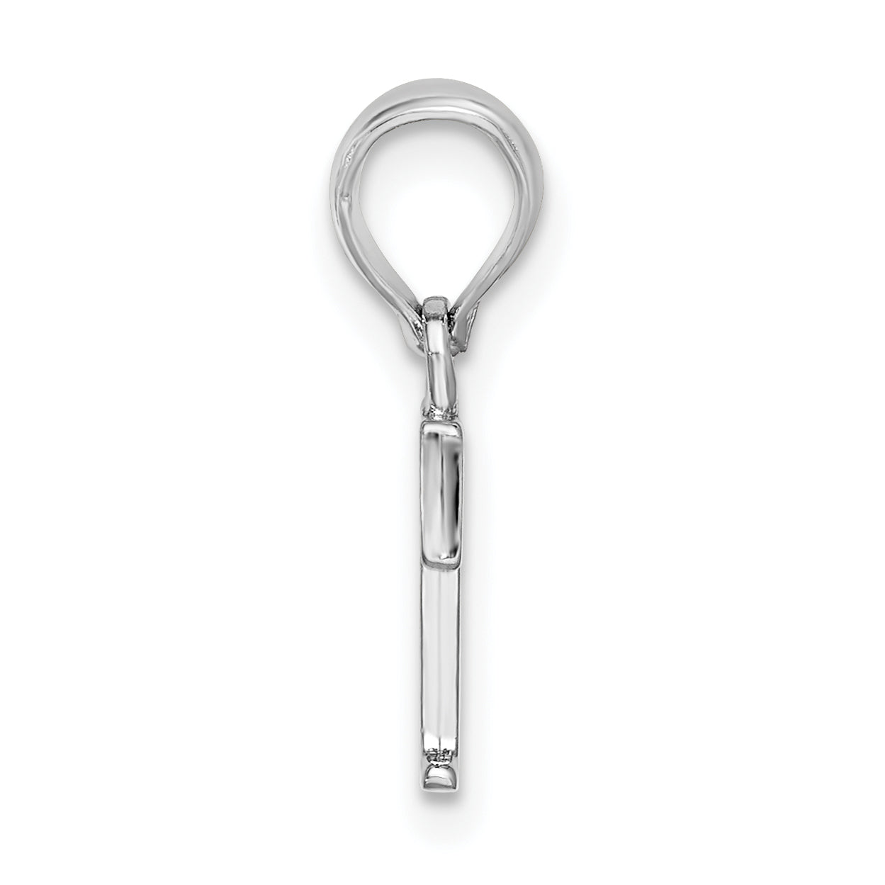 Sterling Silver Rhodium-Plated Polished Block Initial -T- Pendant