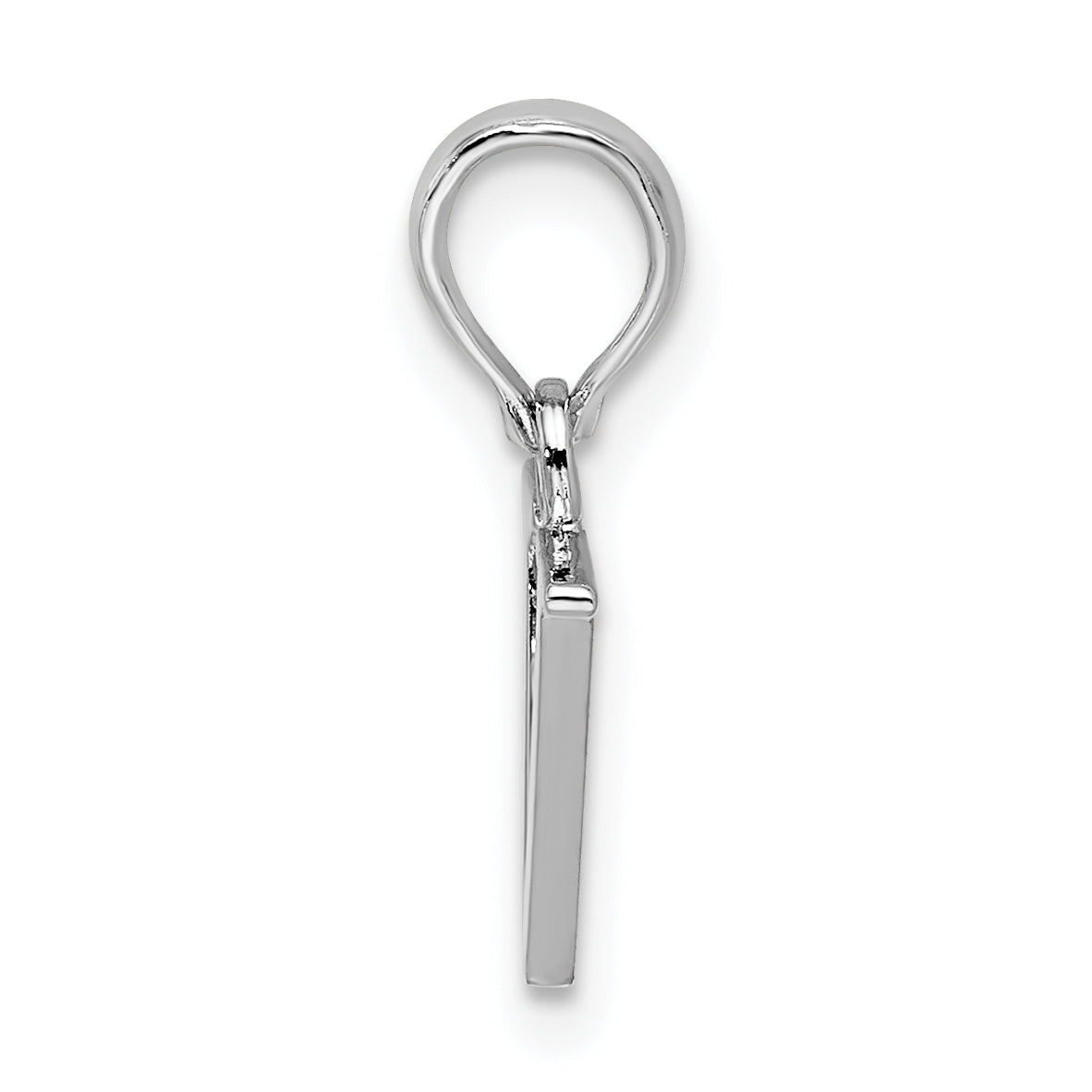 Sterling Silver Rhodium-Plated Polished Block Initial -V- Pendant