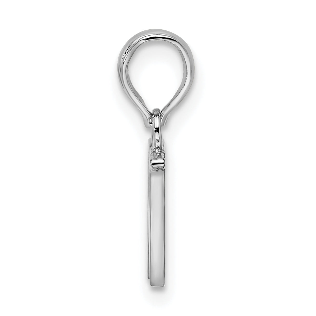 Sterling Silver Rhodium-Plated Polished Block Initial -W- Pendant