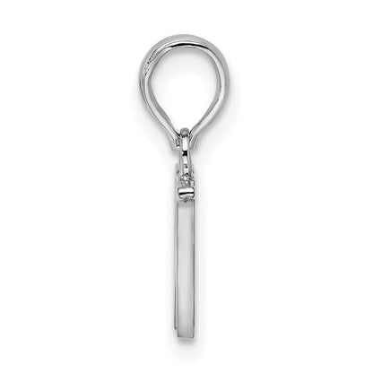 Sterling Silver Rhodium-Plated Polished Block Initial -W- Pendant