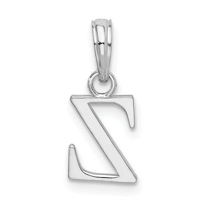 Sterling Silver Rhodium-Plated Polished Block Initial -Z- Pendant