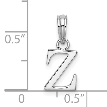 Sterling Silver Rhodium-Plated Polished Block Initial -Z- Pendant