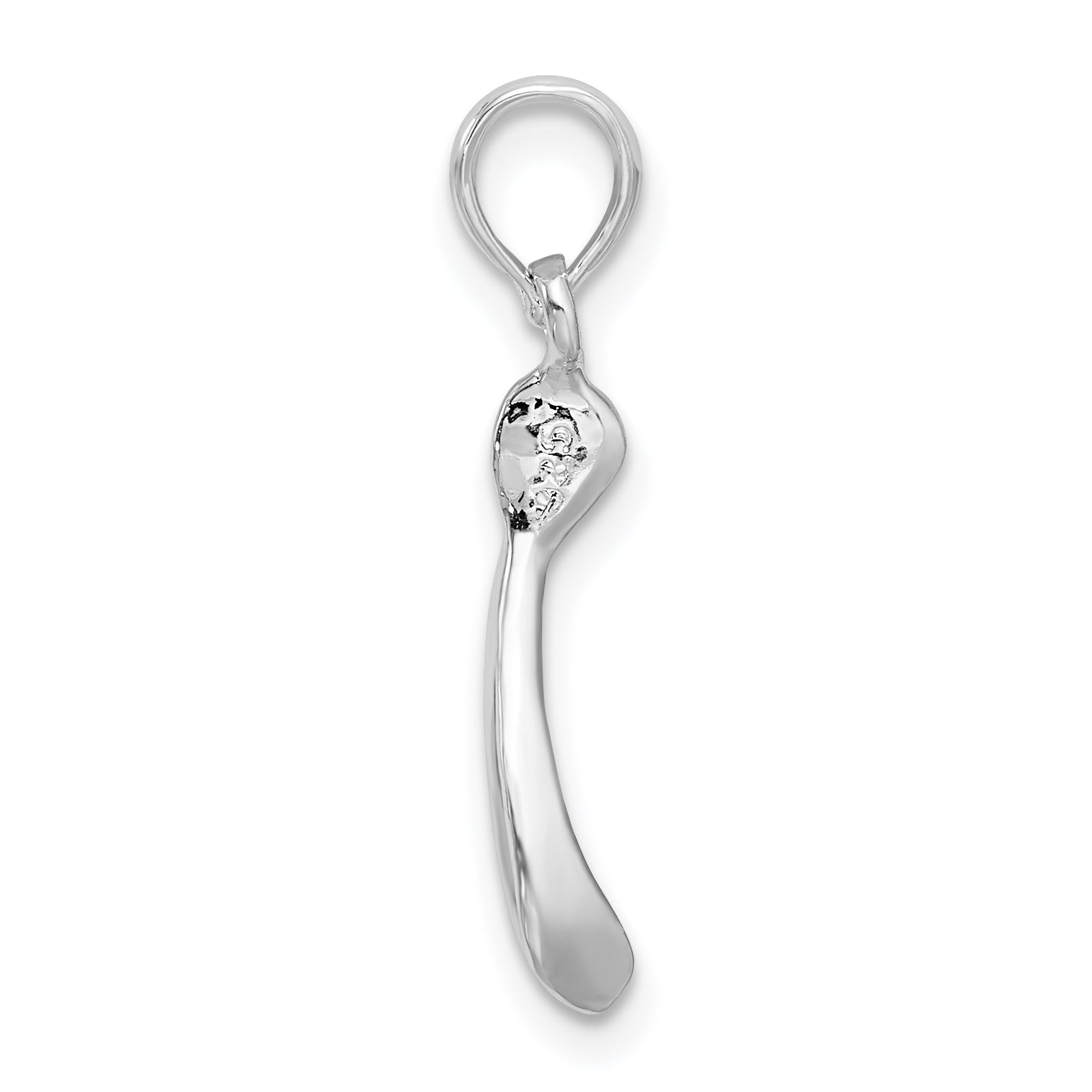 Sterling Silver De-Ani Rhodium-Plated Polished 3D Wishbone Pendant