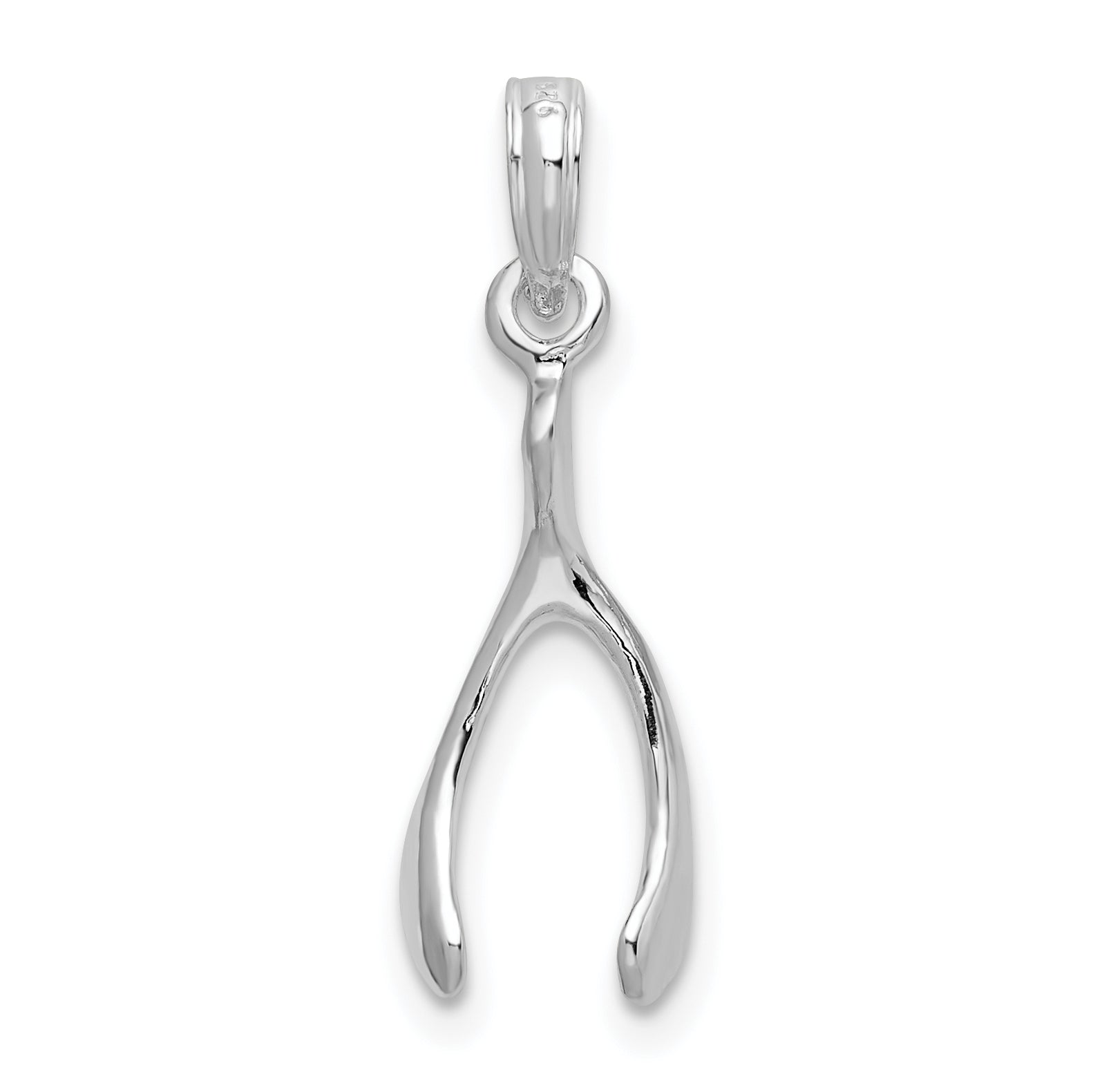 Sterling Silver De-Ani Rhodium-Plated Polished 3D Wishbone Pendant