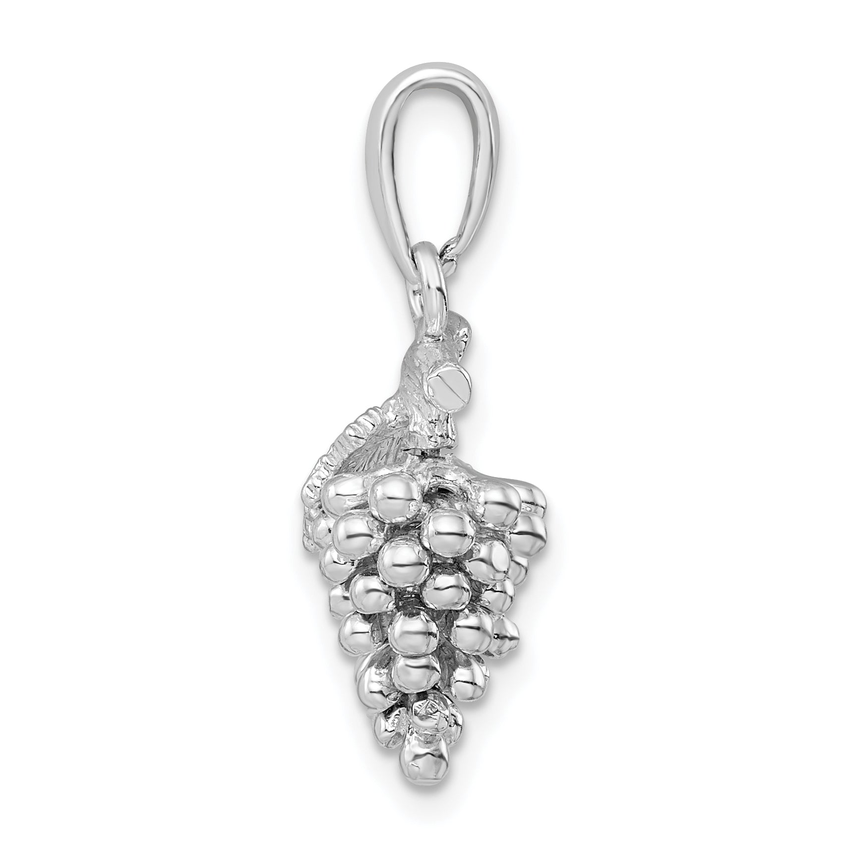Sterling Silver De-Ani Rhodium-Plated Polished 3D Grapes Pendant