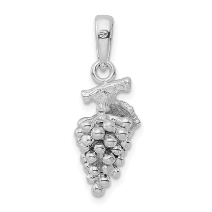 Sterling Silver De-Ani Rhodium-Plated Polished 3D Grapes Pendant