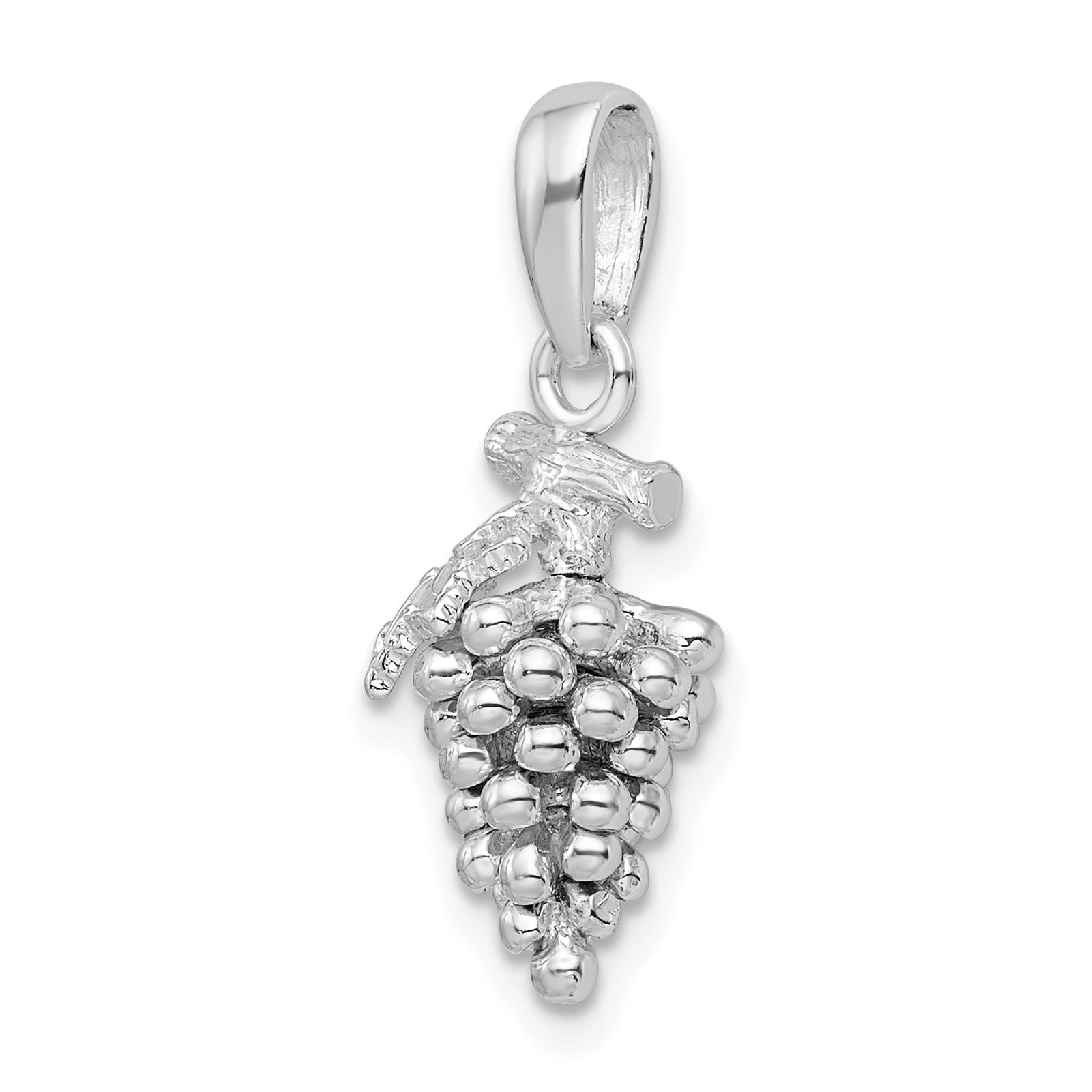 Sterling Silver De-Ani Rhodium-Plated Polished 3D Grapes Pendant
