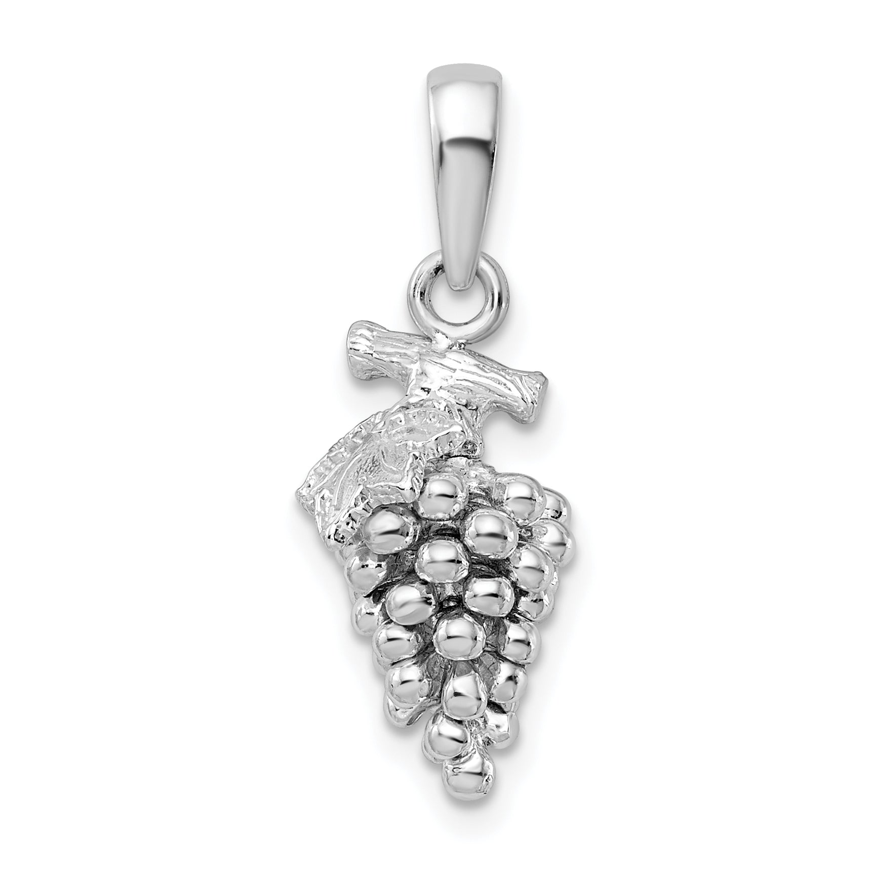 Sterling Silver De-Ani Rhodium-Plated Polished 3D Grapes Pendant