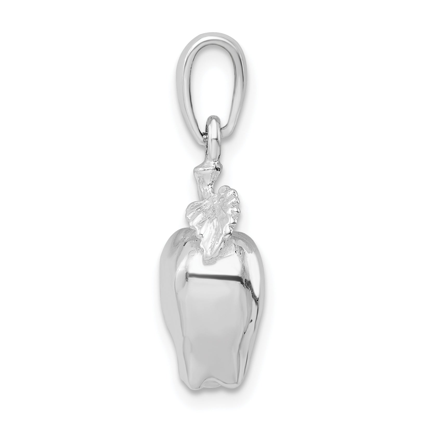 Sterling Silver De-Ani Rhodium-Plated Polished 3D Apple Pendant