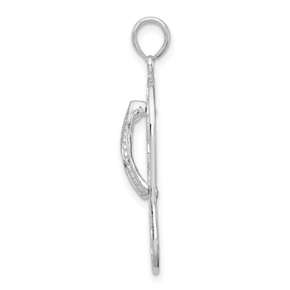 Sterling Silver De-Ani Rhodium-Plated 3D Cut-Out Turtles Flip-Flop Pendant