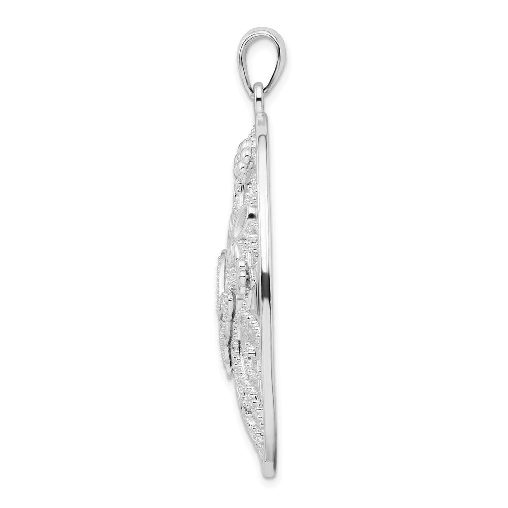 Sterling Silver De-Ani Rhodium-Plated Polished Oval Butterflies Pendant