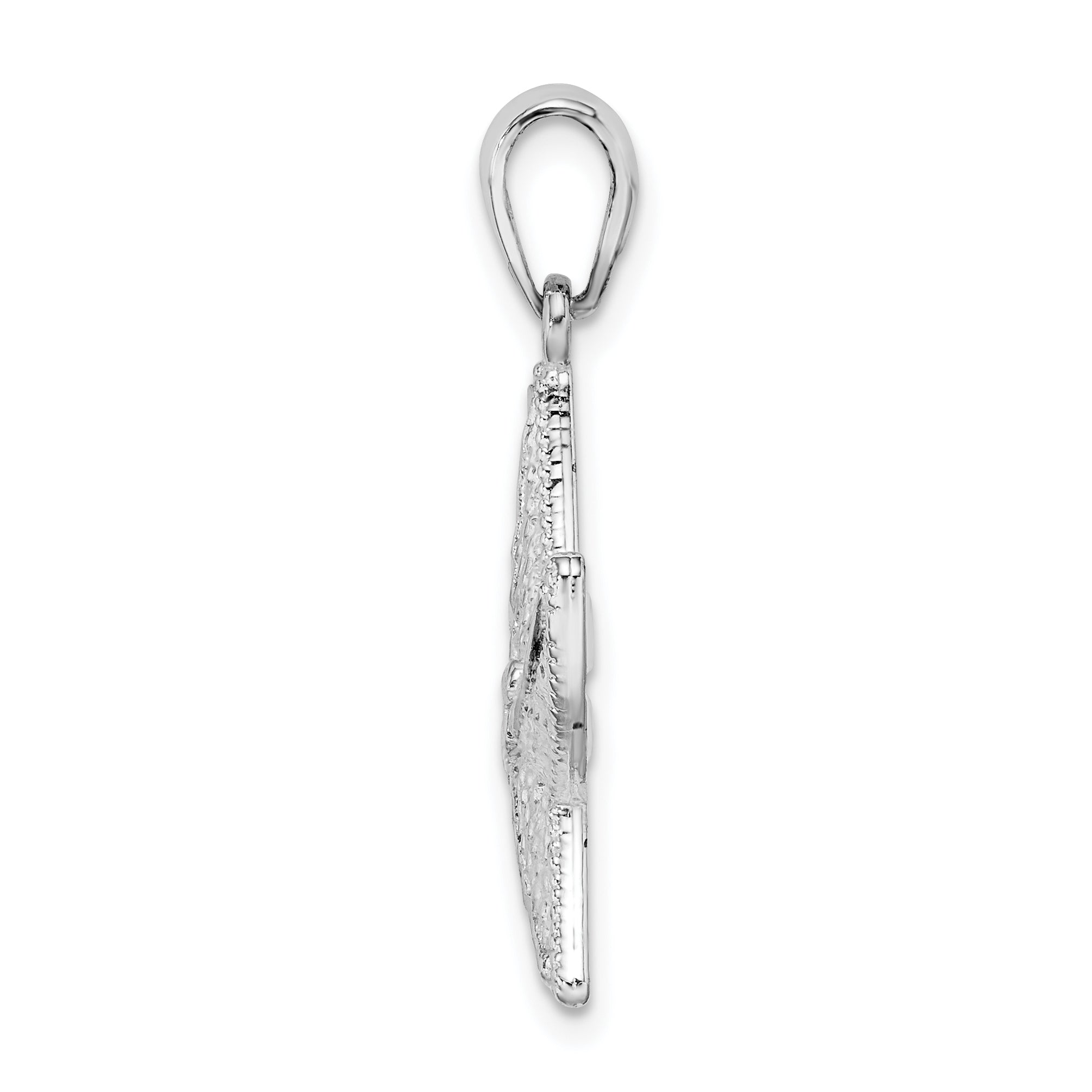 Sterling Silver De-Ani Rhodium-Plated Diamond-Cut Small Starfish Pendant