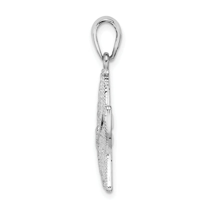 Sterling Silver De-Ani Rhodium-Plated Diamond-Cut Small Starfish Pendant