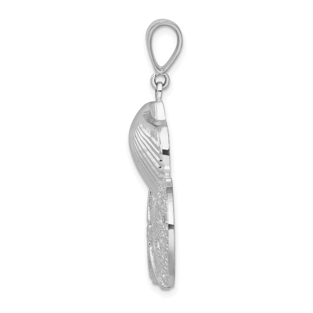 Sterling Silver De-Ani Rhodium-Plated Polished And Textured Sea Life Pendant