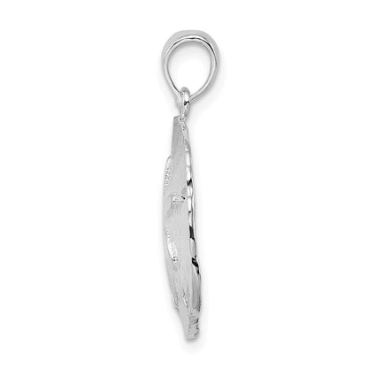 Sterling Silver De-Ani Rhodium-Plated Polished Large Sand Dollar Pendant