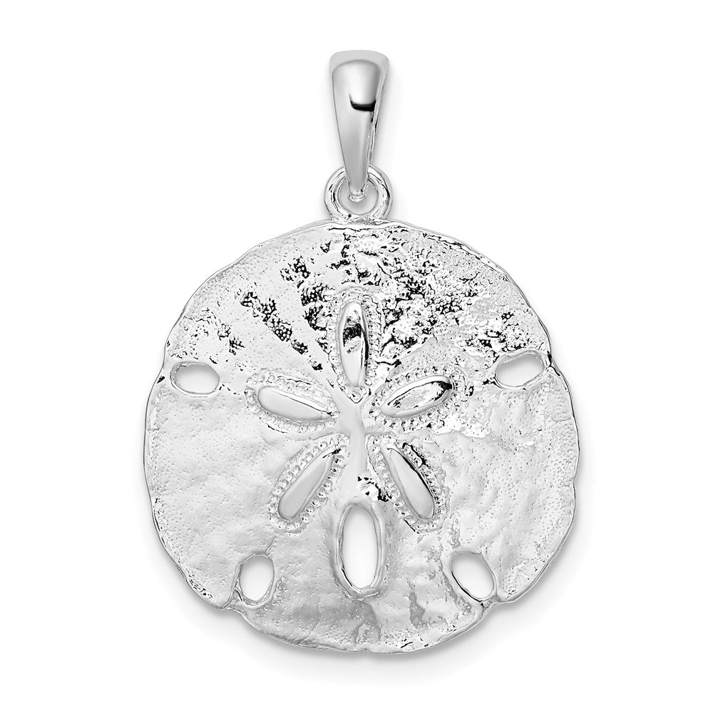 Sterling Silver De-Ani Rhodium-Plated Polished Large Sand Dollar Pendant