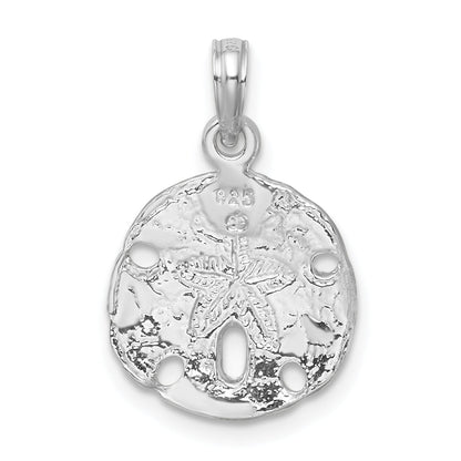 Sterling Silver De-Ani Rhodium-Plated Polished Sand Dollar Pendant