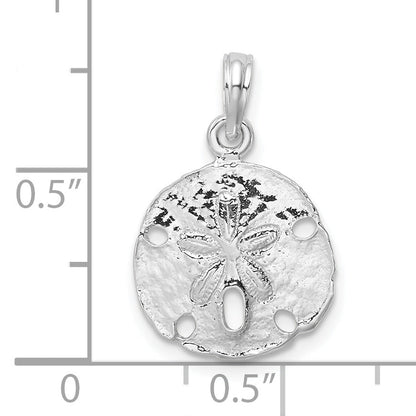 Sterling Silver De-Ani Rhodium-Plated Polished Sand Dollar Pendant
