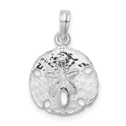 Sterling Silver De-Ani Rhodium-Plated Polished Sand Dollar Pendant