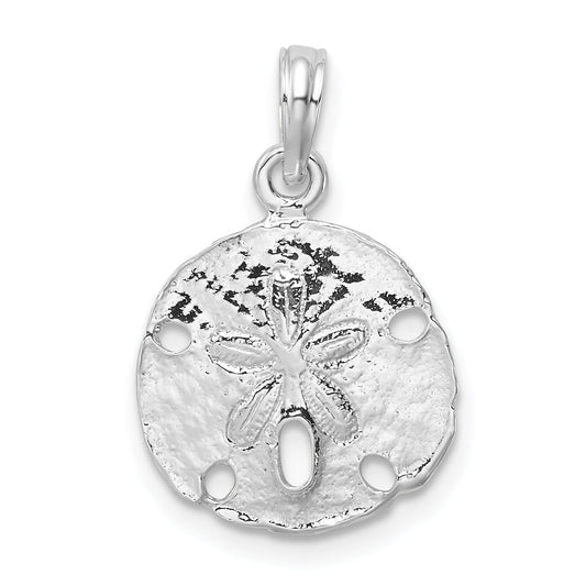 Sterling Silver De-Ani Rhodium-Plated Polished Sand Dollar Pendant