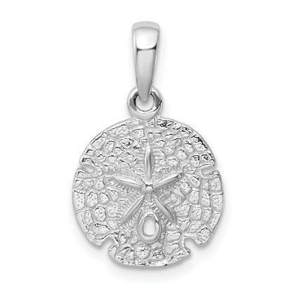 Sterling Silver De-Ani Rhodium-Plated Polished And Textured Sand Dollar Pendant