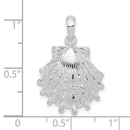 Sterling Silver De-Ani Rhodium-Plated Polished Large Lions Paw Shell Pendant