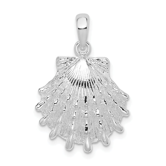 Sterling Silver De-Ani Rhodium-Plated Polished Large Lions Paw Shell Pendant