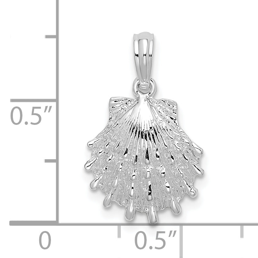 Sterling Silver De-Ani Rhodium-Plated Polished Lions Paw Shell Pendant