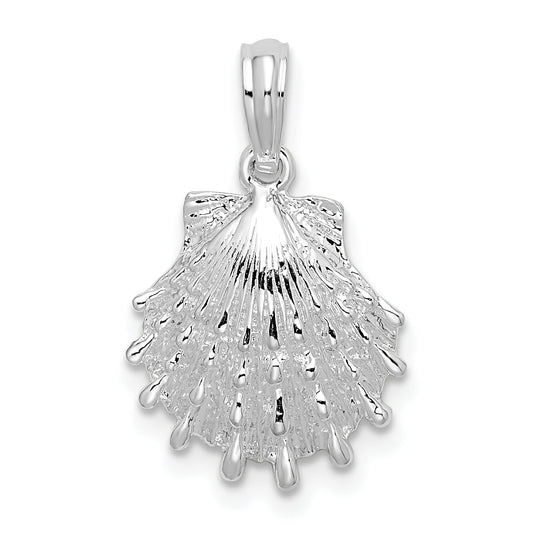 Sterling Silver De-Ani Rhodium-Plated Polished Lions Paw Shell Pendant