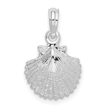 Sterling Silver De-Ani Rhodium-Plated Polished Scallop Shell Pendant