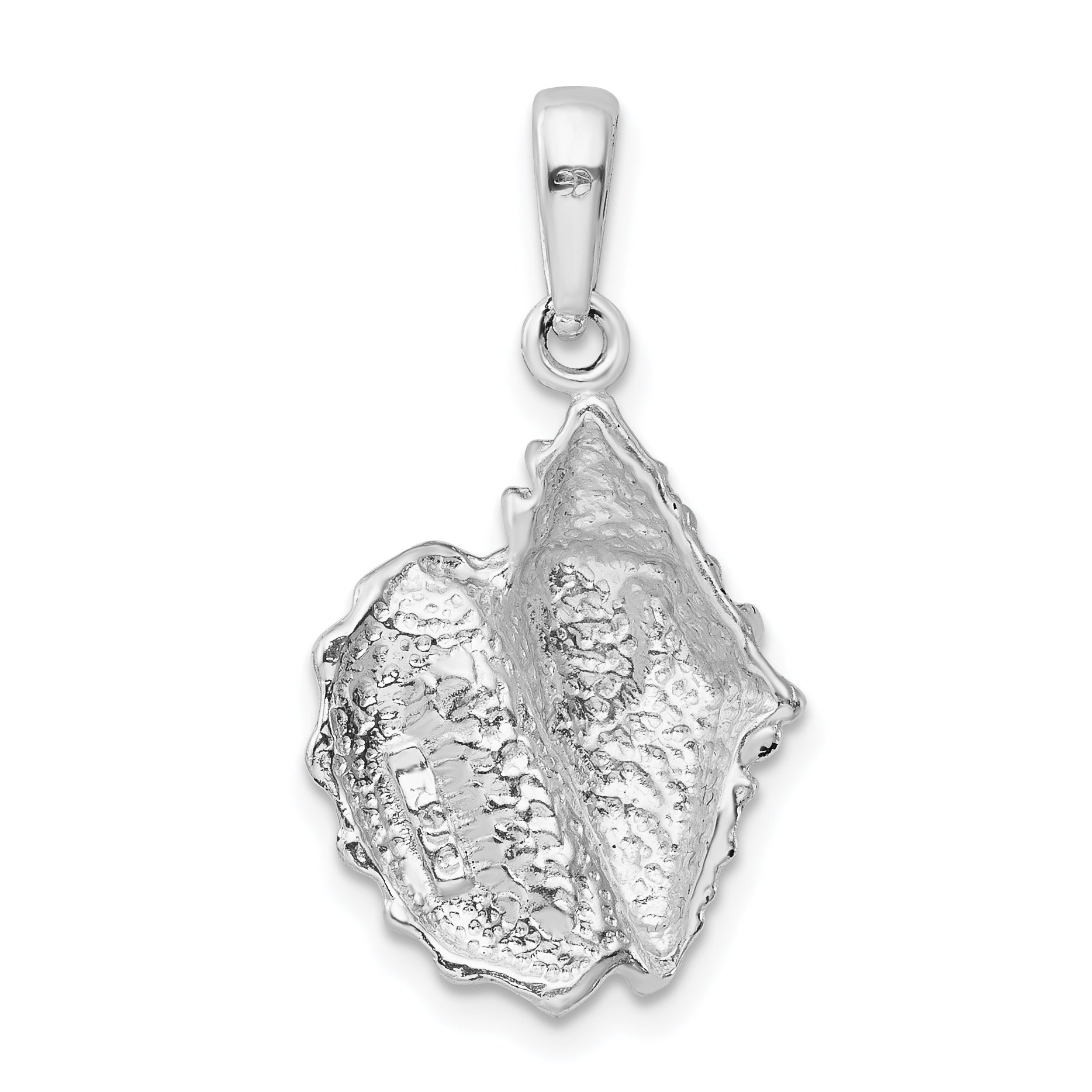 Sterling Silver De-Ani Rhodium-Plated Polished Conch Shell Pendant