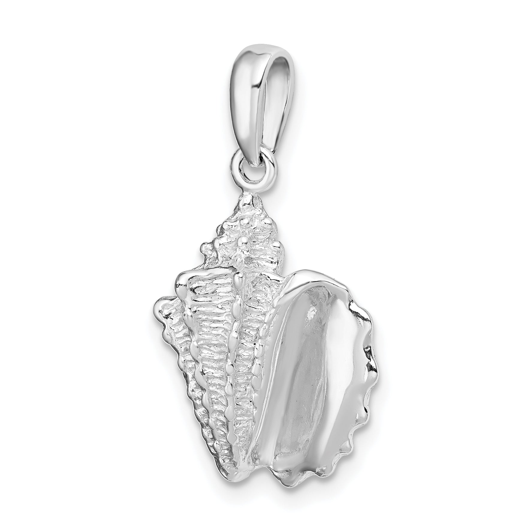 Sterling Silver De-Ani Rhodium-Plated Polished Conch Shell Pendant