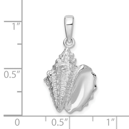 Sterling Silver De-Ani Rhodium-Plated Polished Conch Shell Pendant