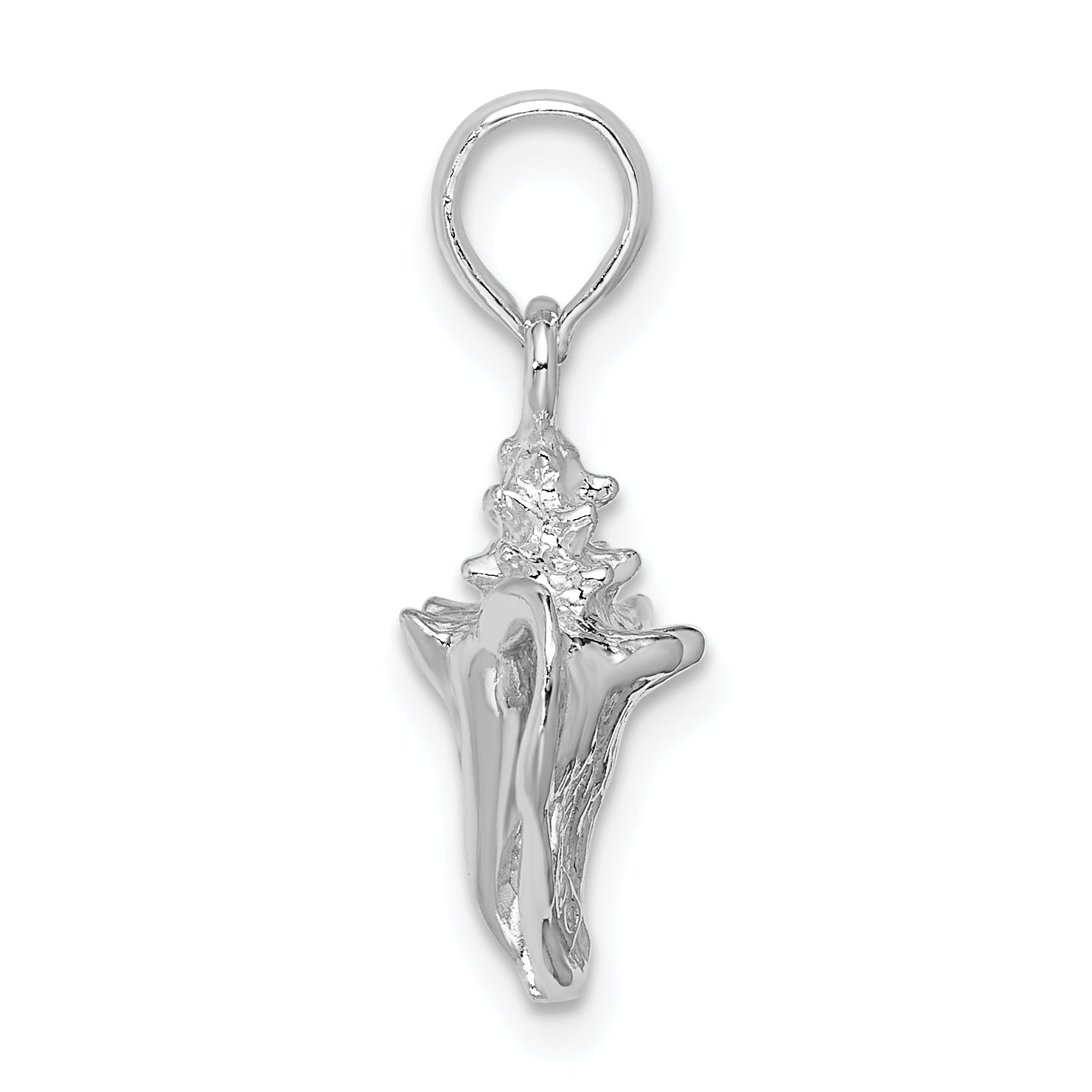 Sterling Silver De-Ani Rhodium-Plated Polished 3D Conch Pendant