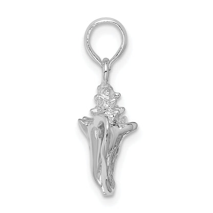 Sterling Silver De-Ani Rhodium-Plated Polished 3D Conch Pendant