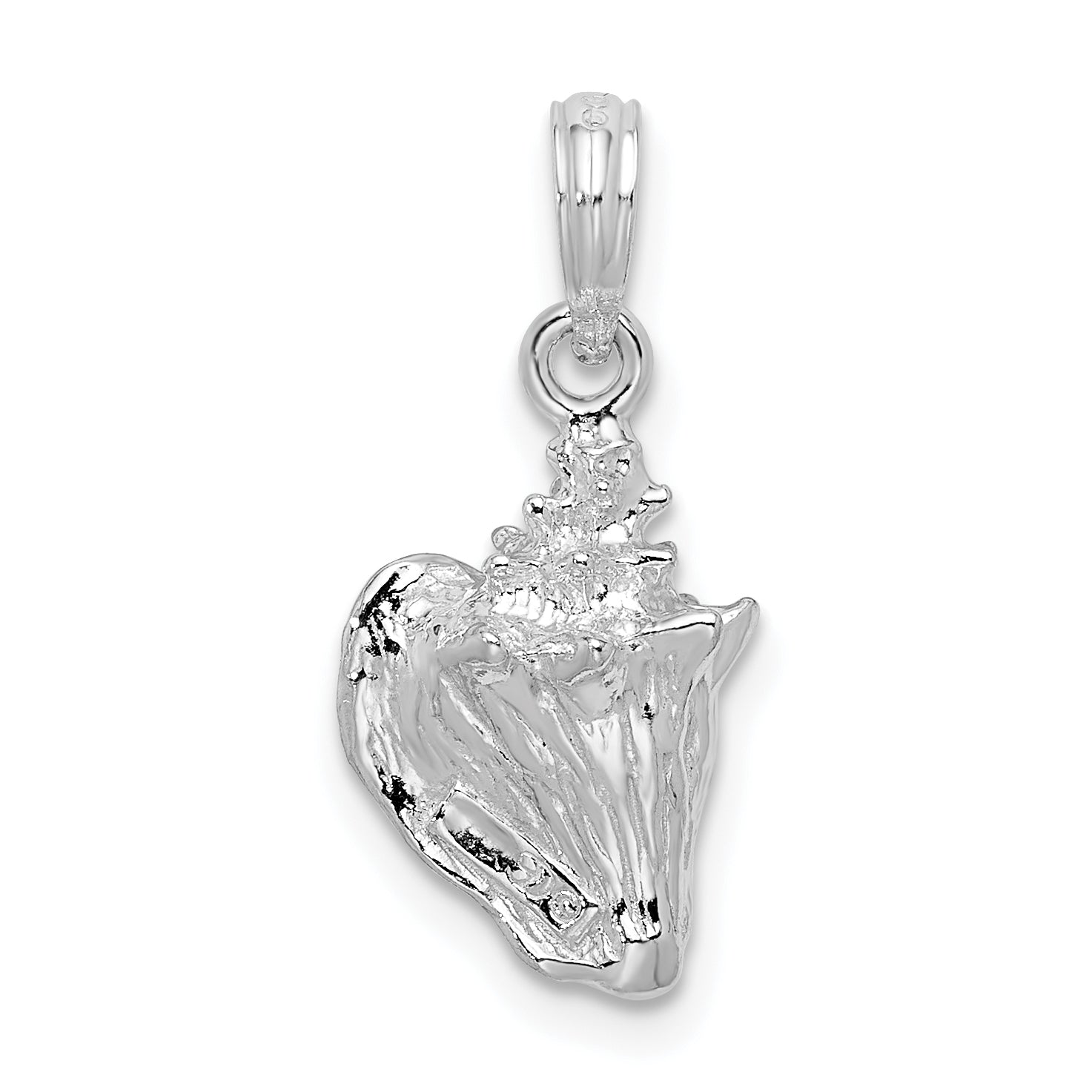Sterling Silver De-Ani Rhodium-Plated Polished 3D Conch Pendant