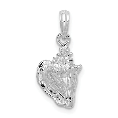 Sterling Silver De-Ani Rhodium-Plated Polished 3D Conch Pendant