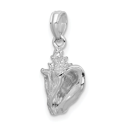 Sterling Silver De-Ani Rhodium-Plated Polished 3D Conch Pendant