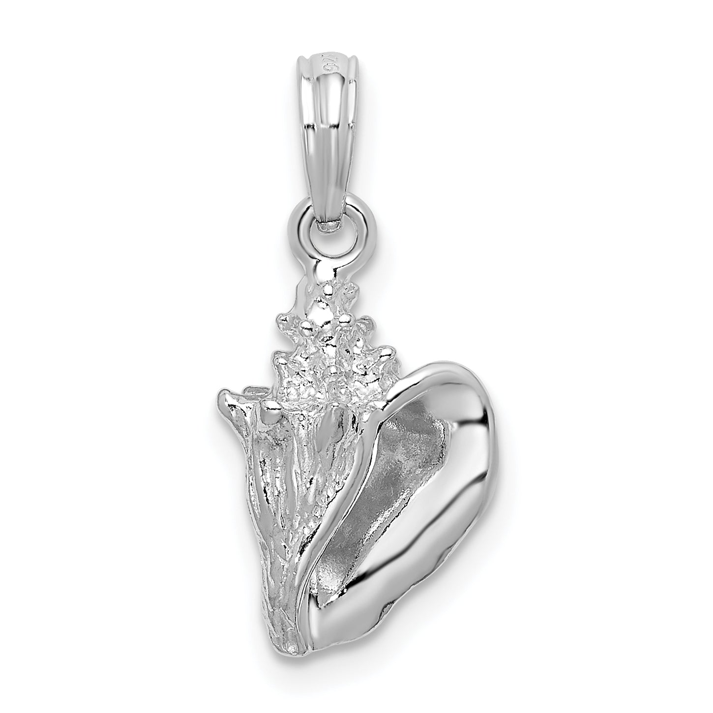 Sterling Silver De-Ani Rhodium-Plated Polished 3D Conch Pendant