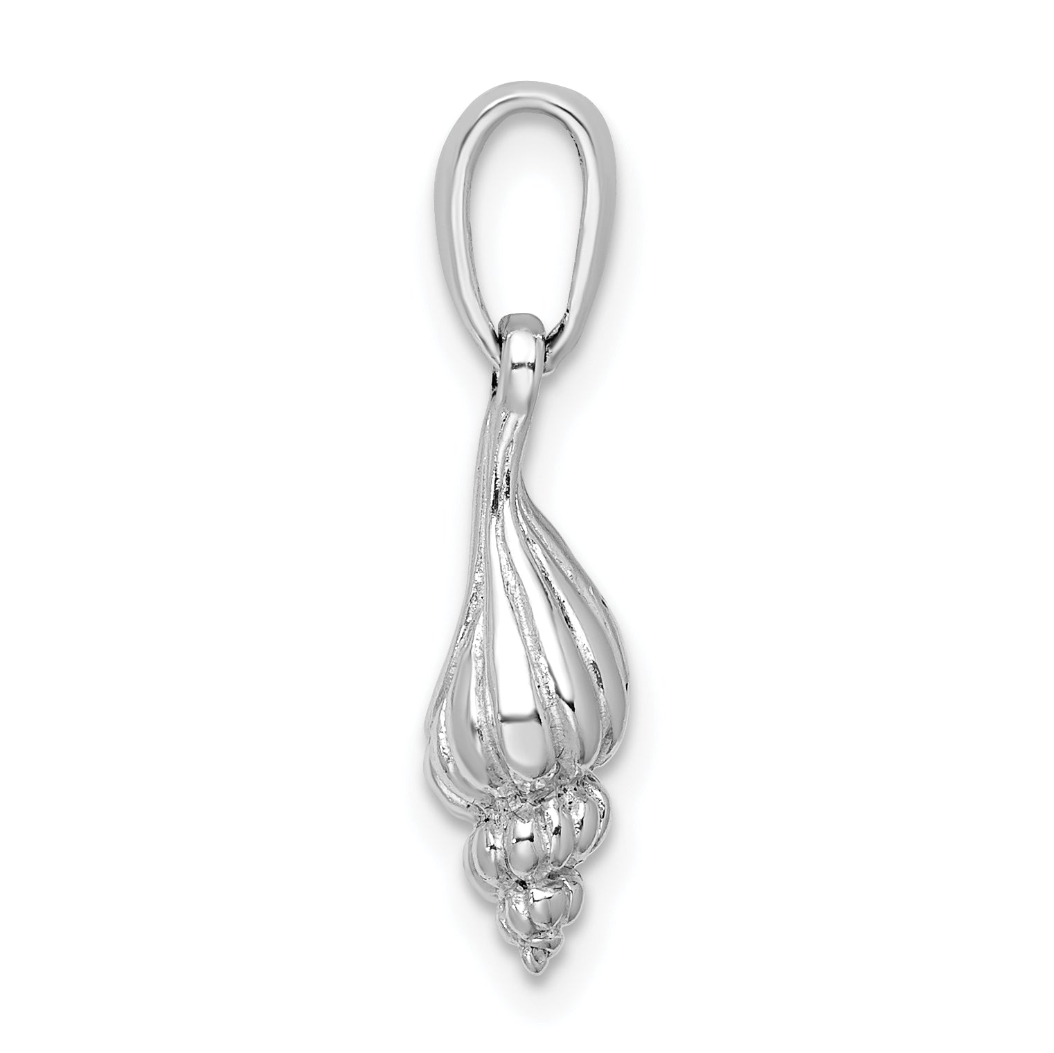 Sterling Silver De-Ani Rhodium-Plated Polished 3D Wentletrap Shell Pendant